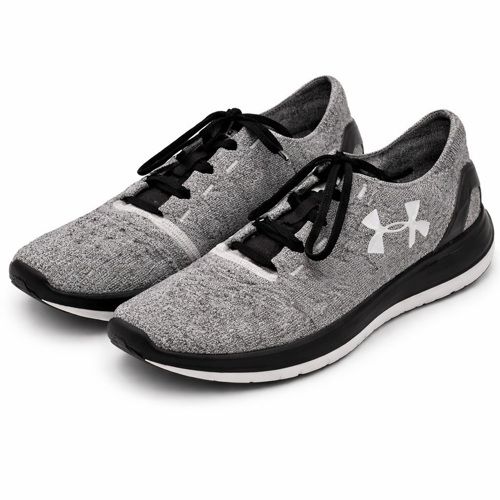 Under Armour Charged Running Shoes Women's 9 Gray‎ Knit Athletic Sneakers EUC